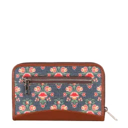 ZOUK Blue Printed Zip Around Wallet for Women image 3