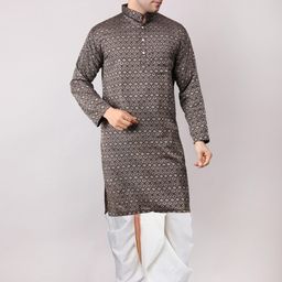 ADARNIYA Men Embroidered Straight Kurta Set-image-14