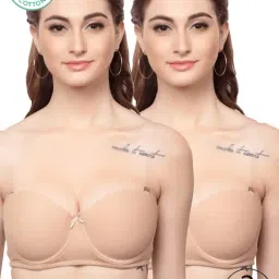 Inner Sense Beige Half Coverage Balconette Bra - Pack of 2-image-29