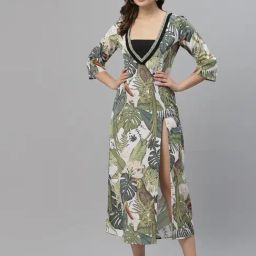 KASSUALLY Lime Green Printed Long Shrug-image-42