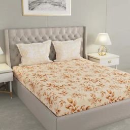 Raymond Home Brown Cotton 144 TC King Bedsheet with 2 Pillow Covers-image-82