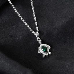 Clara 925 Silver Platinum Plated Lucky Tortoise Turtle Pendant with Chain-image-41