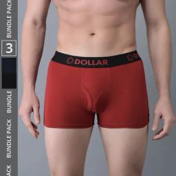 Dollar Bigboss Assorted Cotton Regular Fit Trunks - Pack Of 3-image-6