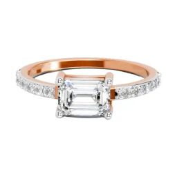 Sparkles Rose Gold Lab Grown 15 Diamond 14KT 1.18ct Rectangle Ring For Women-image-18