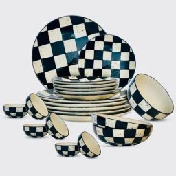 BlackCarrot Black Ceramic 21 Pcs Modern Dinner Set-image-25