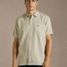 Louis Philippe Beige Cotton Slim Fit Printed Shirt-picture-24