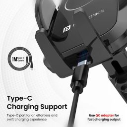 Portronics POR-1767 Charge Clamp 2 Mobile Holder with 15W Wireless Charging (Black) image 3