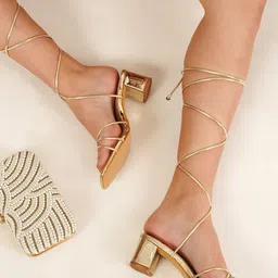 PLANET WALK Striped Party Block Pumps-58