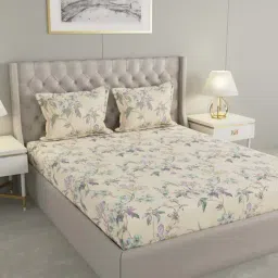 Raymond Home Beige Cotton 144 TC King Bedsheet with 2 Pillow Covers-image-27