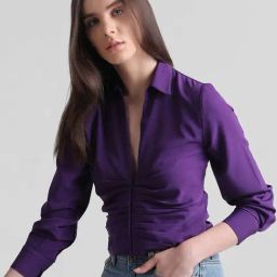 Only Purple Slim Fit Cropped Shirt-image-15