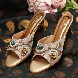 Pelle Albero Women's Antique Gold Ethnic Sandals-image-63