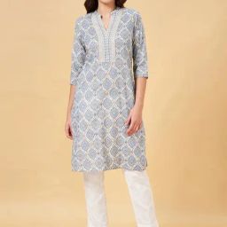 Rangmanch by Pantaloons White Floral Print Straight Kurta-image-95