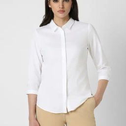 Van Heusen White Cotton Textured Pattern Shirt-picture-11