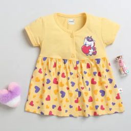 Bumzee Girls Yellow Printed Frock-image-47