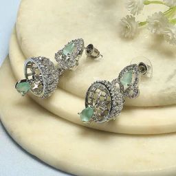 Biba Silver Green Earrings for Women-picture-23