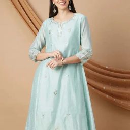 Melange by Lifestyle Blue Embroidered Kurta-image-20