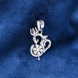 Clara 925 Silver Platinum Plated Swiss Zircon Om Trishul Pendant Without Chain-image-60
