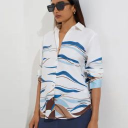 Wardrobe by Westside White Abstract Pattern Shirt-image-72