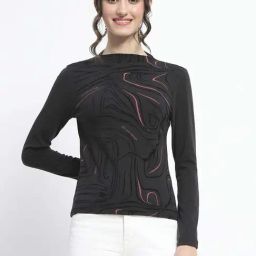 MADAME Black Abstract Top-image-41