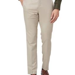 Park Avenue Beige Classic Fit Texture Trousers-image-40