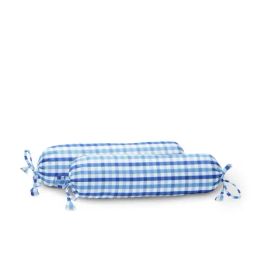 The Baby Atelier 100% Organic Checks Blue Baby Bolster Cover-image-31