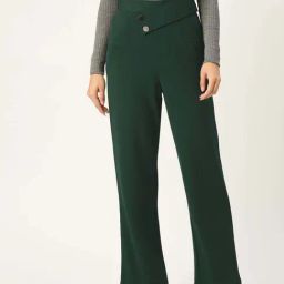 ZASTRAA Green Solid Trousers-42