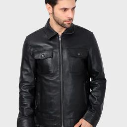 Justanned Black Regular Fit Jacket-image-86