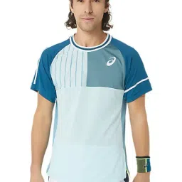 Asics Aquamarine Regular Fit Self Pattern Sports T-Shirt-image-15