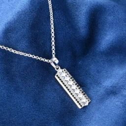Clara 925 Silver Platinum Plated Swiss Zircon Pyramid Pendant with Chain-image-19