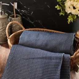 Fabindia Standalone Navy Woven Cotton Honeycomb Reversible Hand Towel-image-91