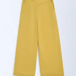 Utsa Kids by Westside Yellow Solid Cotton Ethnic Pants-picture-27