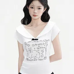 LULU & SKY Women Printed V-Neck T-shirt-picture-38