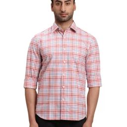 ColorPlus Red Cotton Regular Fit Checks Shirt-picture-32