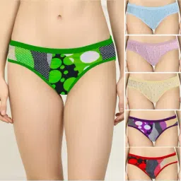 AROUSY Green & Blue Printed Hipster Panties - Pack Of 6-image-100