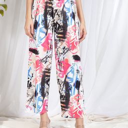 TANDUL Women Floral Printed Original Loose Fit Pleated Trousers-image-89