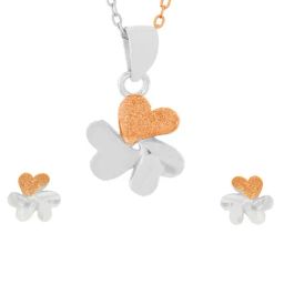 Anayra 92.5 Sterling Silver Heart Shape Pendant Earring Jewellery Set-picture-18