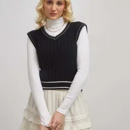 VIRGIO Black Cotton Solid Sleeveless Top-picture-47