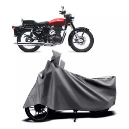 Auto Pearl Two Wheeler Cover with Bag for Royal Enfield Bullet 350 New, Silver-image-87