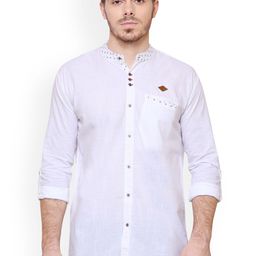 Kuons Avenue Men White Smart Slim Fit Solid Casual Shirt-image-70