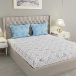 Raymond Home Red & White Cotton 144 TC King Bedsheet with 2 Pillow Covers-image-29