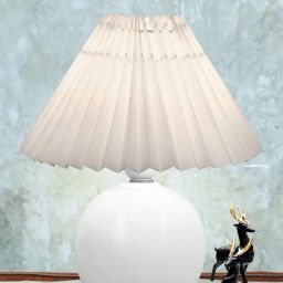 Homesake White Ceramic Bedside Pleated Shade Table Lamp-image-58
