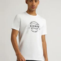 Reebok White Cotton Regular Fit Printed Sports T-Shirt-image-6