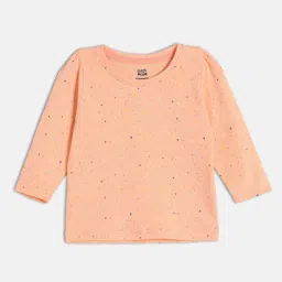 Miniklub Girls Peach Knitted Regular Fit Printed Top-picture-6