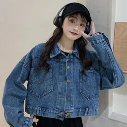 StyleCast Women Spread Collar Long Sleeves Denim Jacket-picture-14