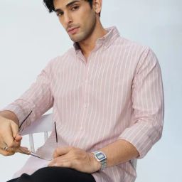 The Souled Store Purple Regular Fit Striped Shirt-image-82