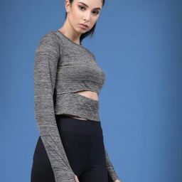 Rigo Grey Solid Activewear Top-image-36