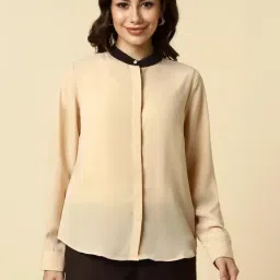 Allen Solly Beige Plain Shirt-image-90