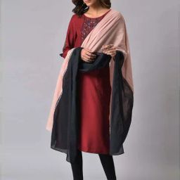 W Pink & Blue Cotton Dupatta-58