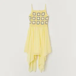 fame forever by lifestyle Lifestyle Yellow Strappy Neck Sleeveless Embroidered Polyester Dress-picture-22
