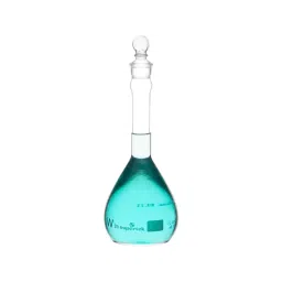 Supertek 150 ml QR Coded Volumetric Flask ASTM Wide Mouth Heavy Duty Class A with Glass Stopper and Individual Works Certificate, 46.424.0150RQR-11